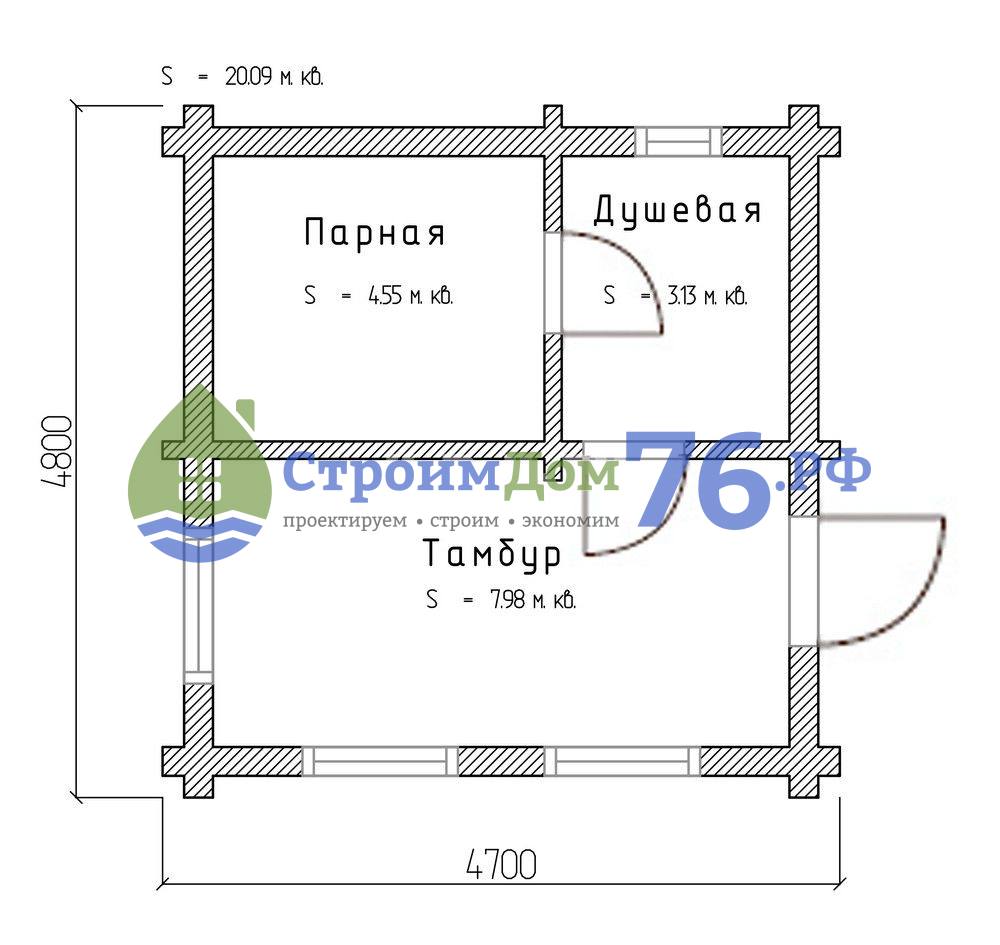 Проект бани из клеёного бруса СДК-23 в Ярославле